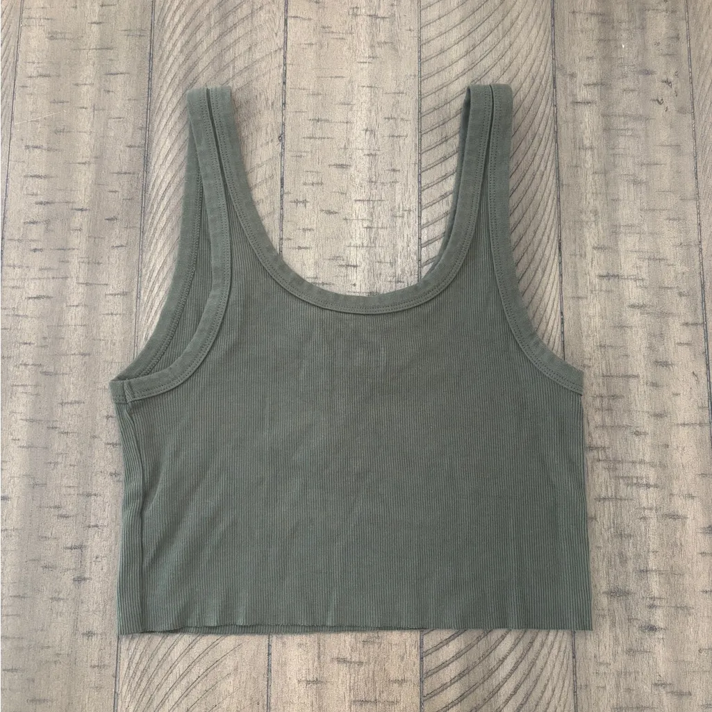 Aerie Forest Green Ribbed Tank Top - Image 4