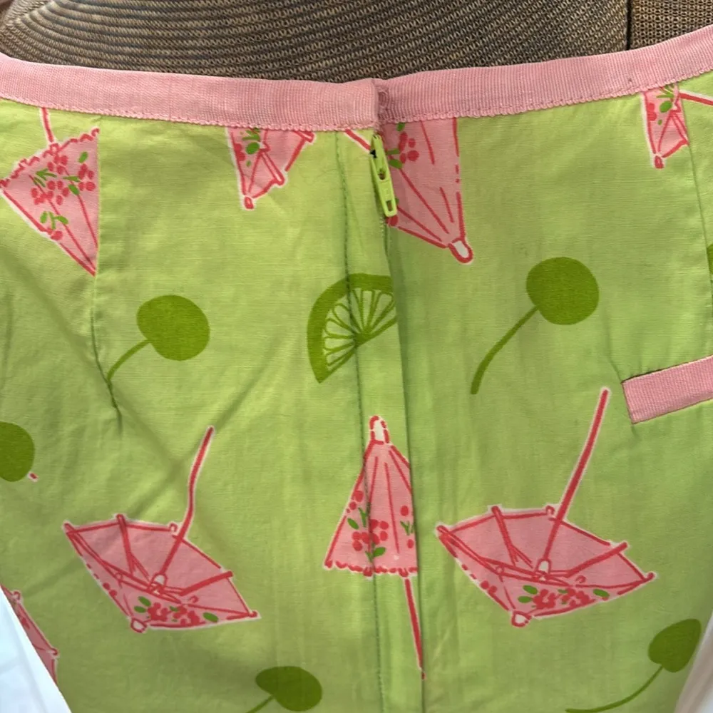 Lilly Pulitzer fully lined pink and green umbrella print pencil skirt - Image 5