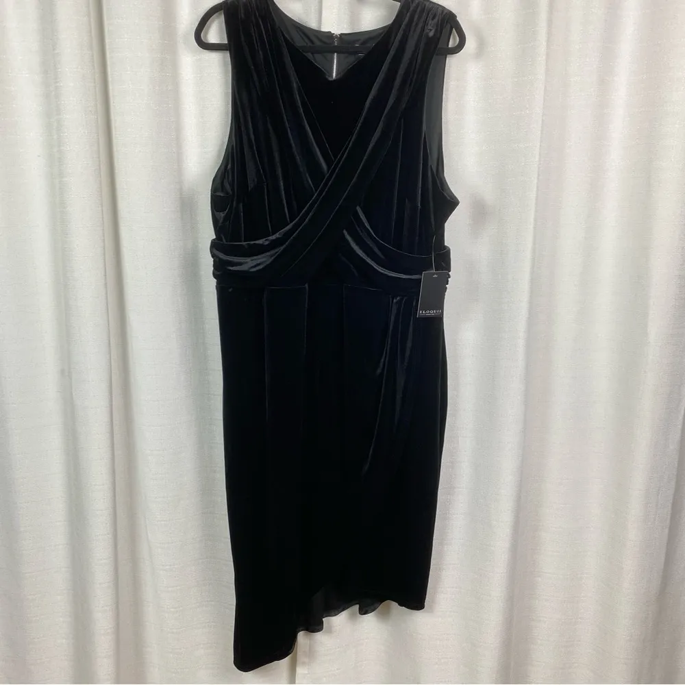 Eloquii Black Velour V Neck Midi Dress Sz.22W NWT - Image 3