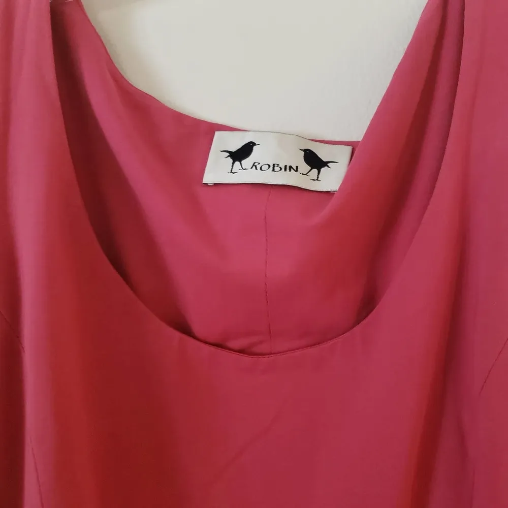 Robin Pink Shift Dress Sleeveless Drop Ruffle Patch Pockets Size Small - Image 4