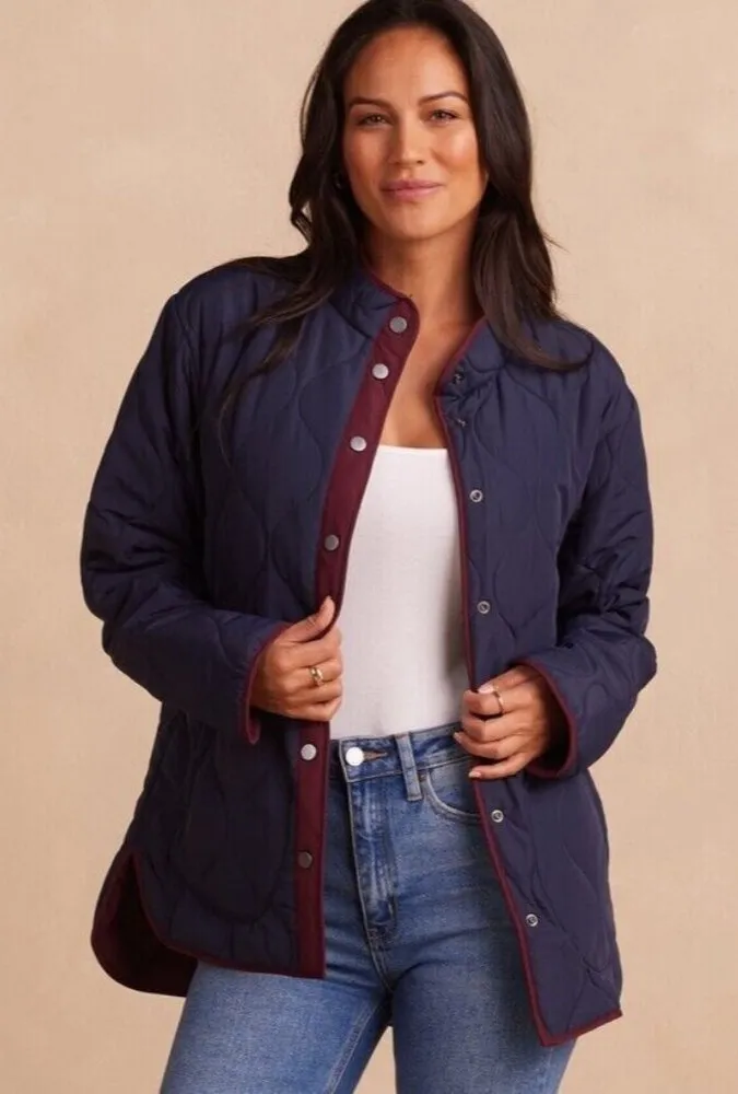 Summersalt The Reversible Eco Quilted Jacket in Navy Blue and Maroon Size XL - Image 1