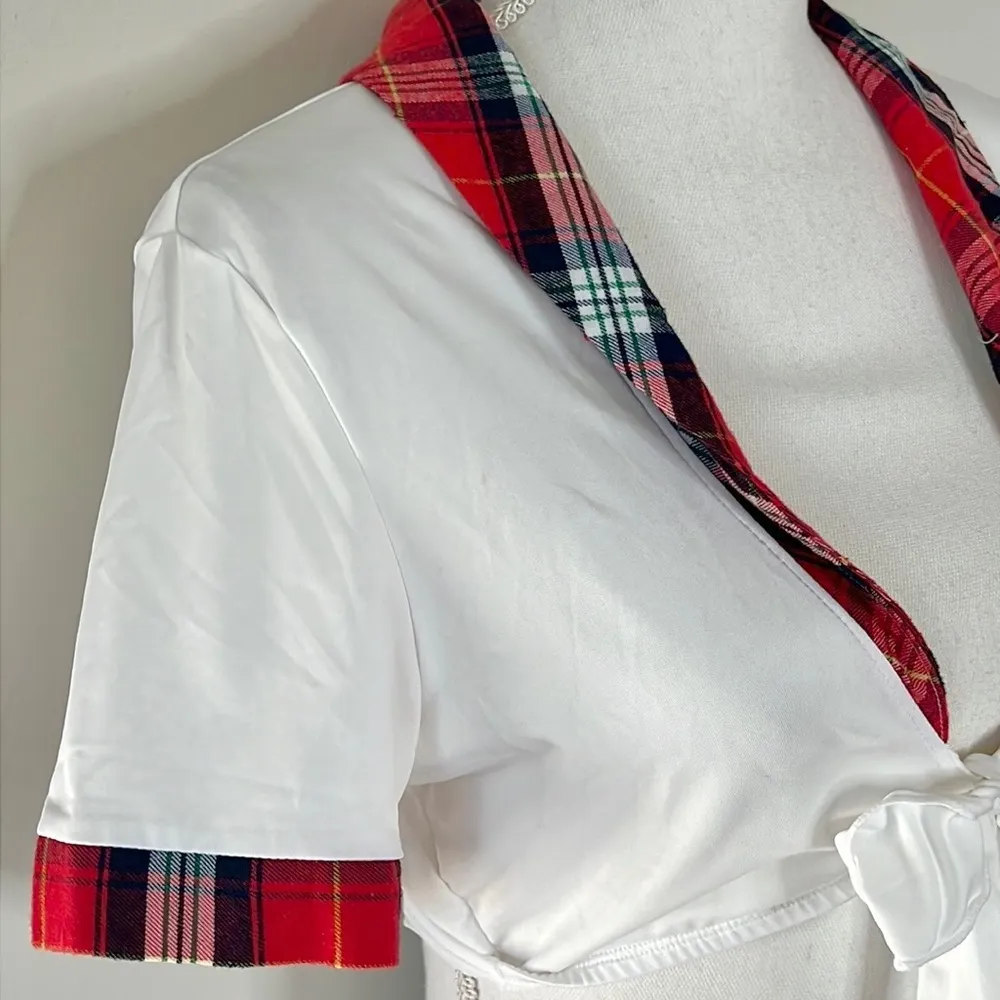 Sexy School Girl Crop Top White Size L - Image 3