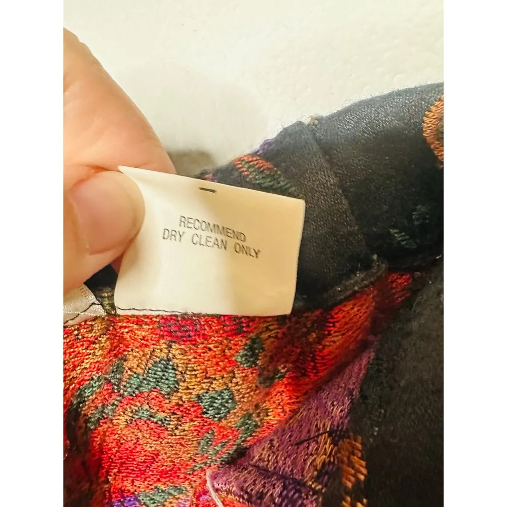 Vintage ANNE PINKERTON Floral Blazer Oversized Pants Set 90s Retro Size 12 Black - Image 2