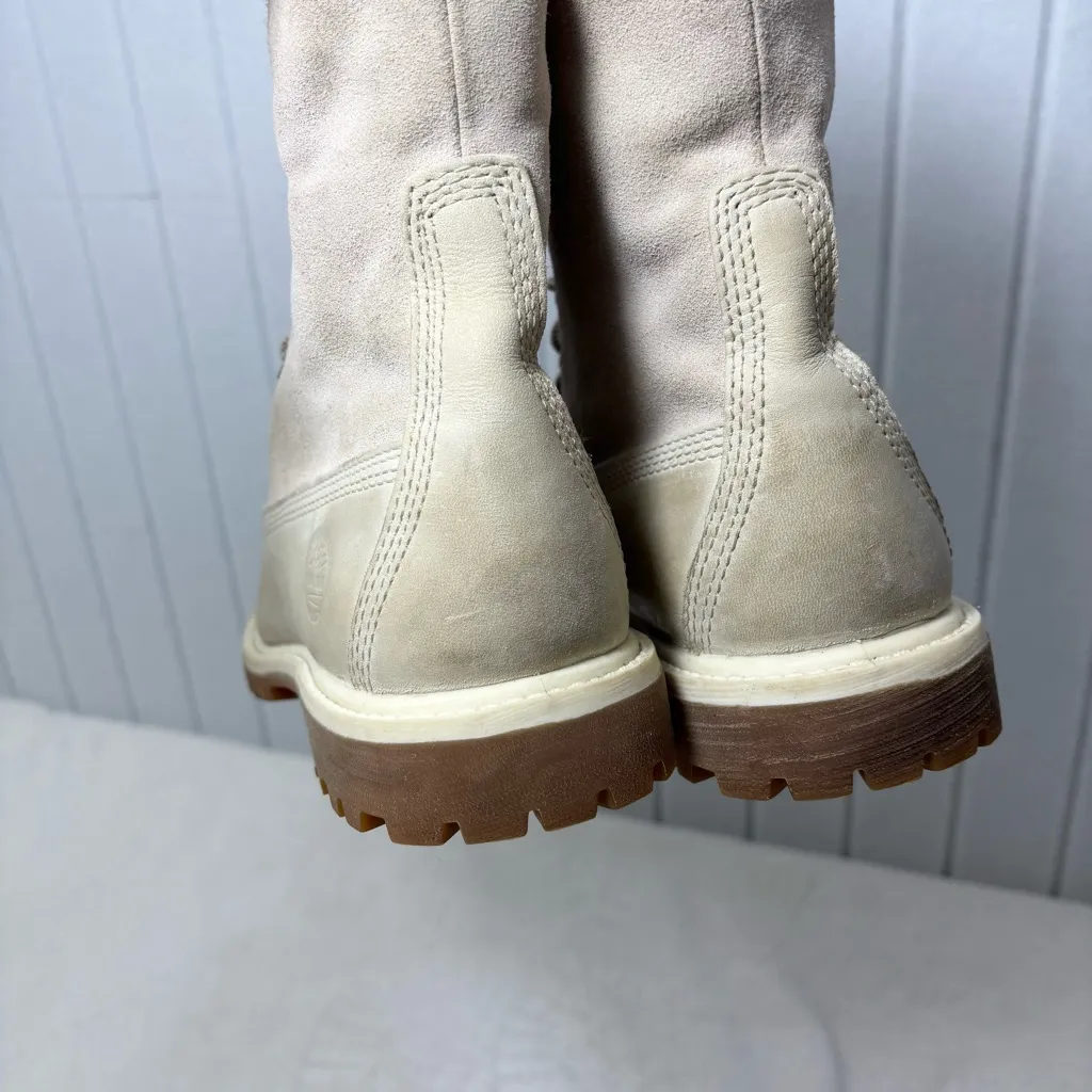 Timberland Light Cream Fur-Lined Winter Boots Size 8 - Image 6