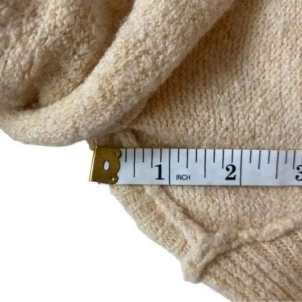 Free People Cream Peachy Long Sleeve Cowl Turtleneck Sweater Oversized XS - Image 7