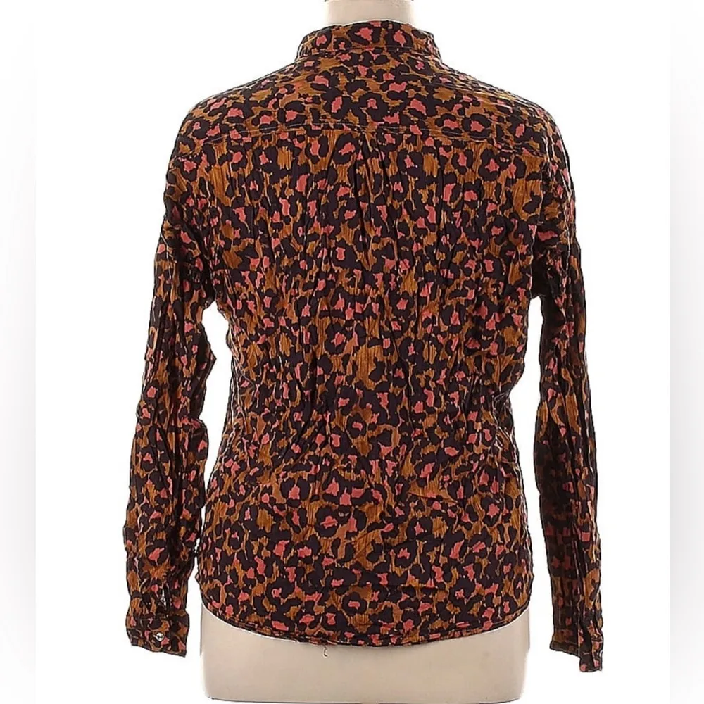Maison Scotch Field of Stars Blouse Button Down Leopard Print Top - Image 3