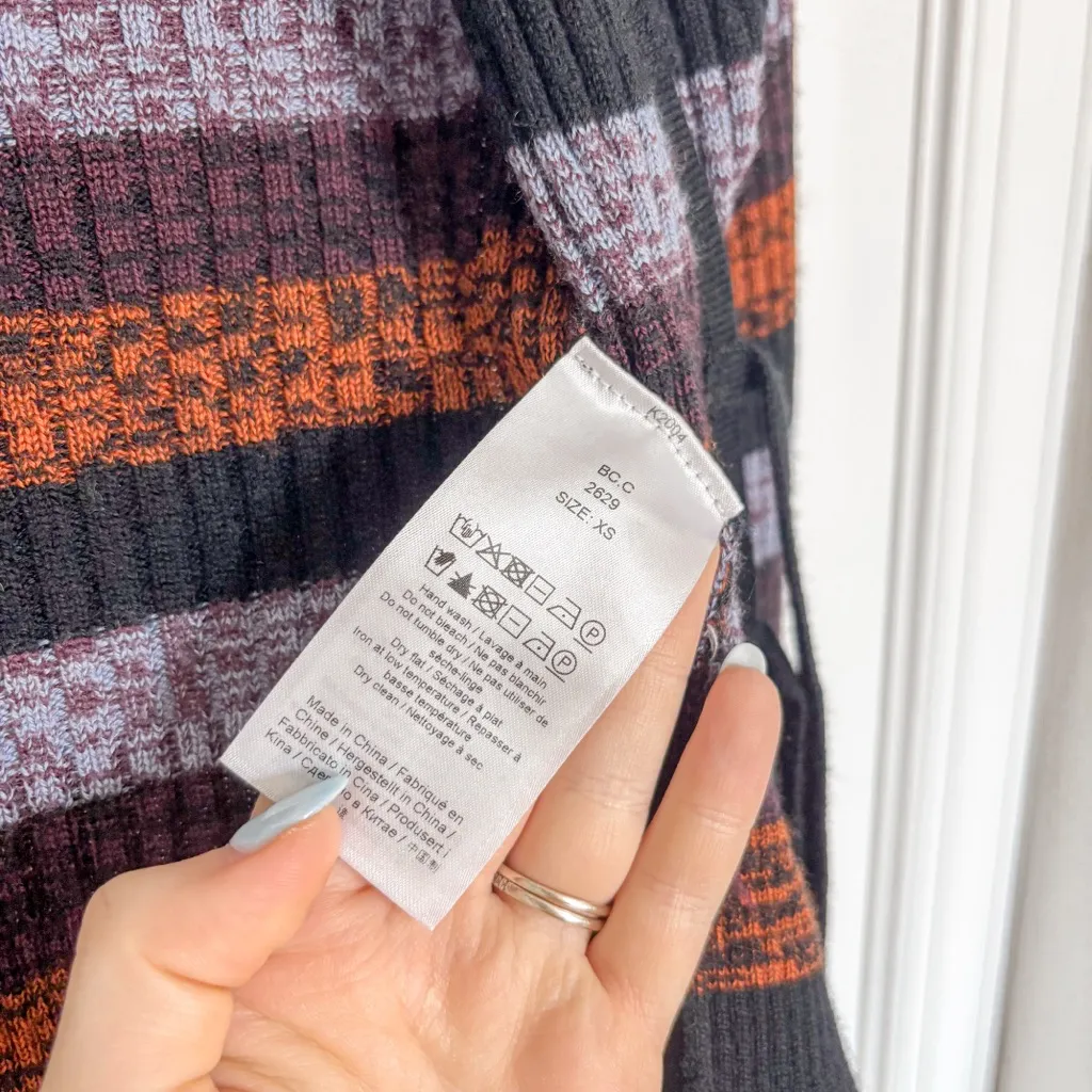 GANNI Striped Merino Rib Cropped Cardigan Maxi Skirt Set - Image 4