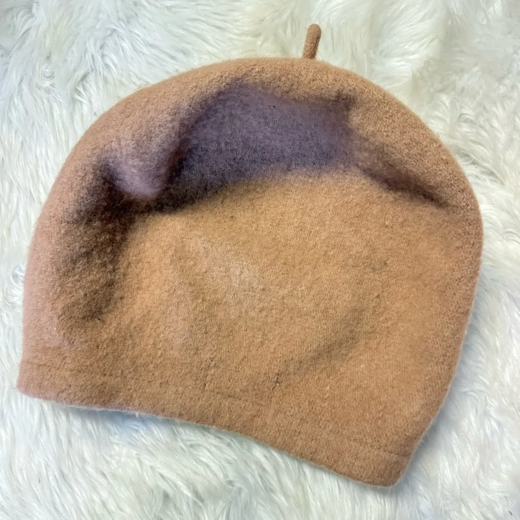 Free People 100% Wool Beret Hat One Size Camel Tan - Image 5