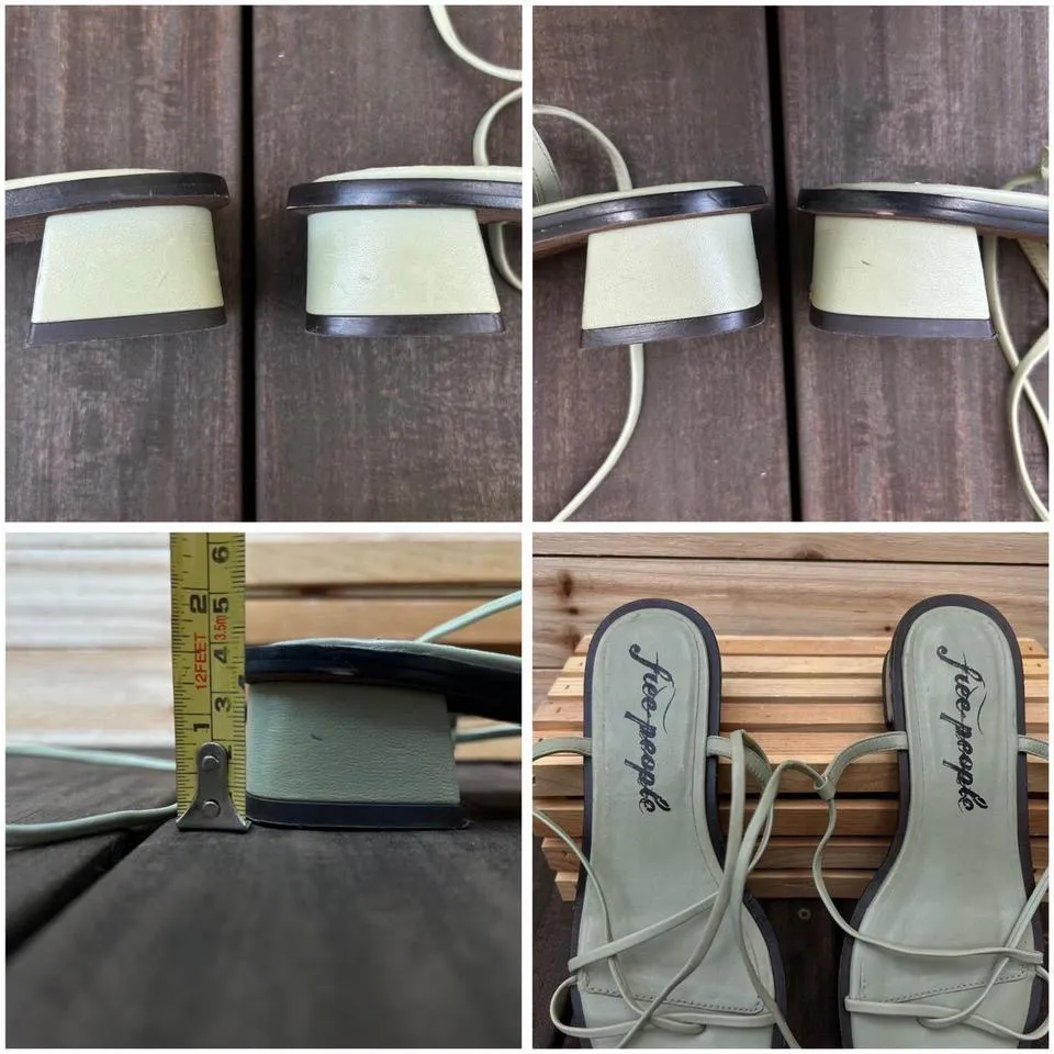 Soft Sage Green Leather Free People Gladiator Sandals w/ Block Heel - Image 7