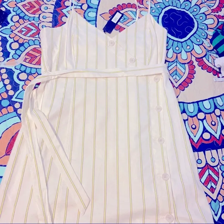 Banana Republic Button Front Dress in Green Stripe - Image 4