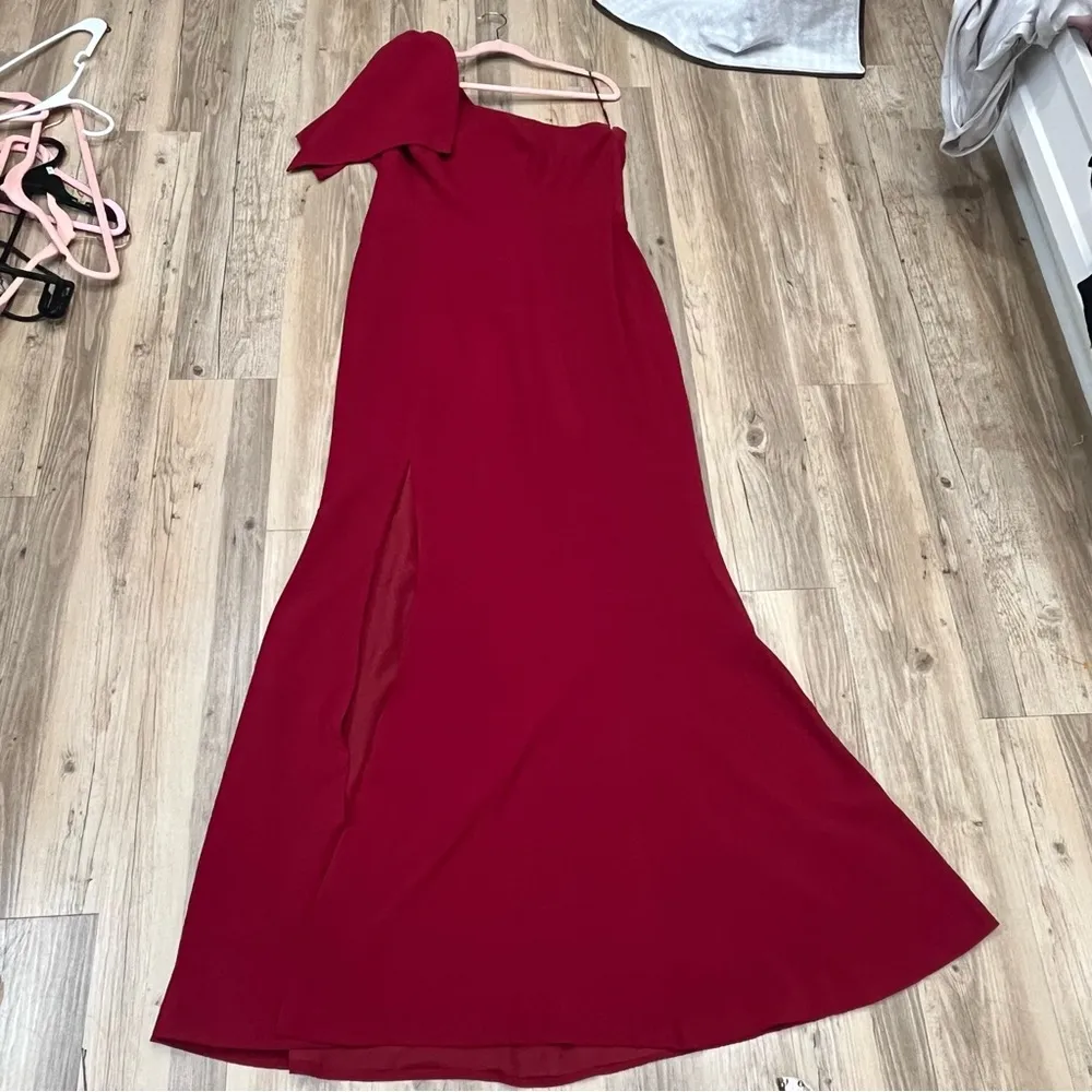 Dress the Population one strap Georgina Gown cocktail formal GARNET sz XL - Image 11