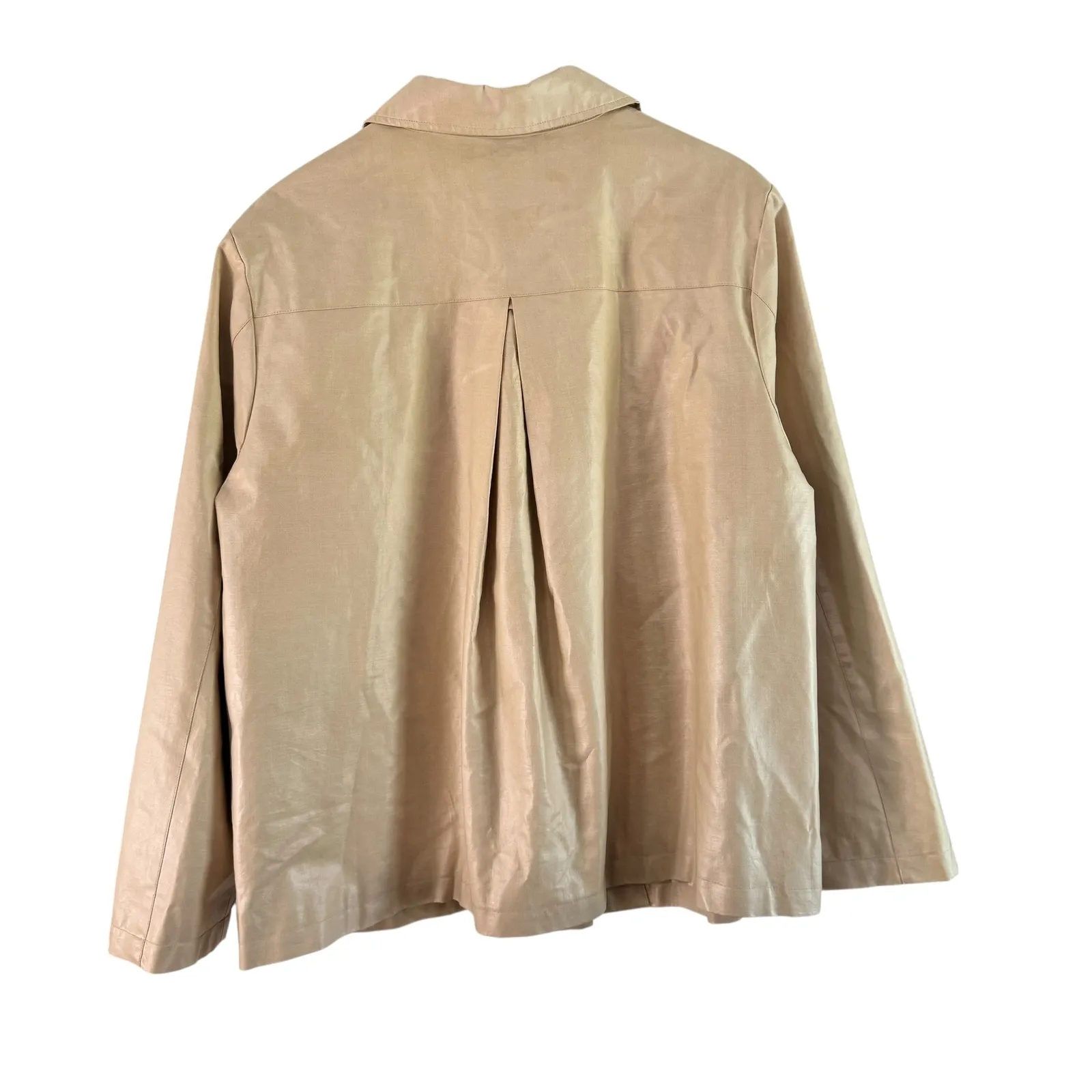 Liz Claiborne  Faux Leather Jacket Button‎ Front Collared Tan 1X - Image 7