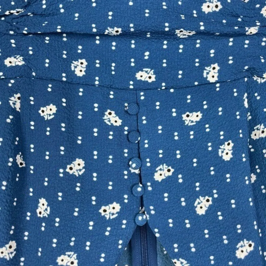 & Other Stories Blue Floral Short Sleeve Lined A-Line Dress‎ Size 10 - Image 6