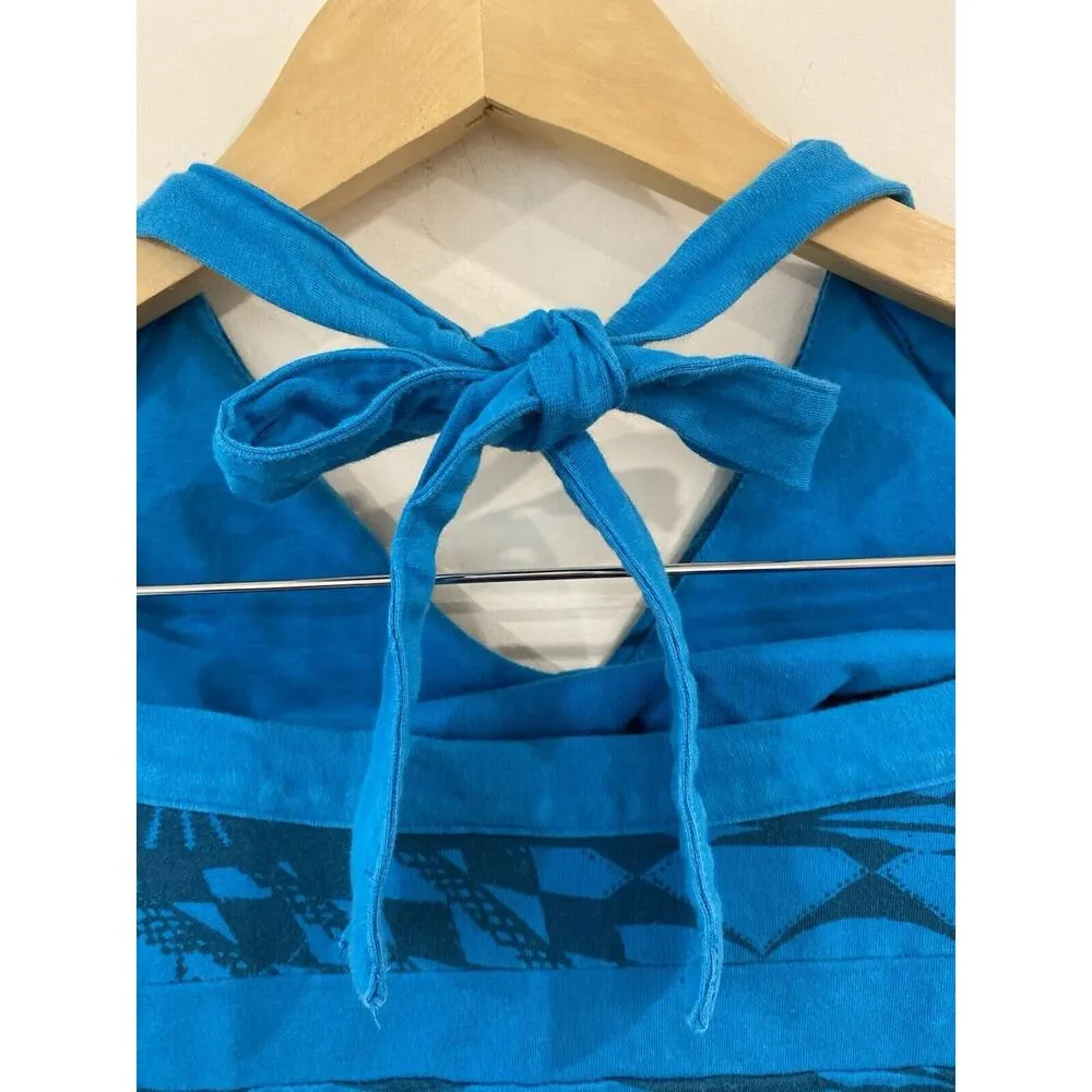 Patagonia Iliana Printed Halter Dress Blue Aztec Southwest Organic Cotton Sz Med - Image 4