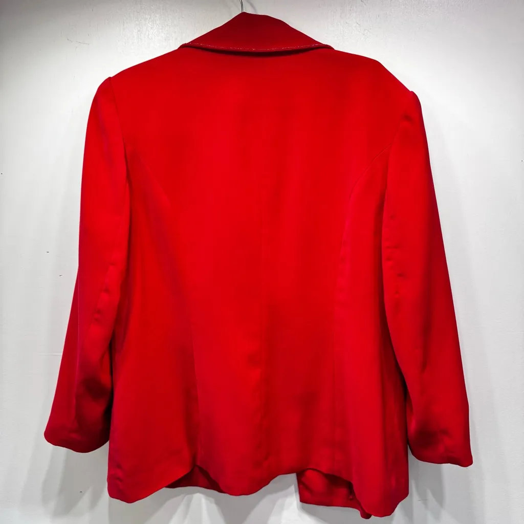 Vintage Psalm CIV Red Blazer Jacket Beaded Statement Collar Christian Faith Wear Size 16W - Image 3
