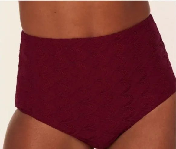 Andie Bikini Set Baja Top Super High Waisted Bottom Size M Syrah Red Lace NWT - Image 1