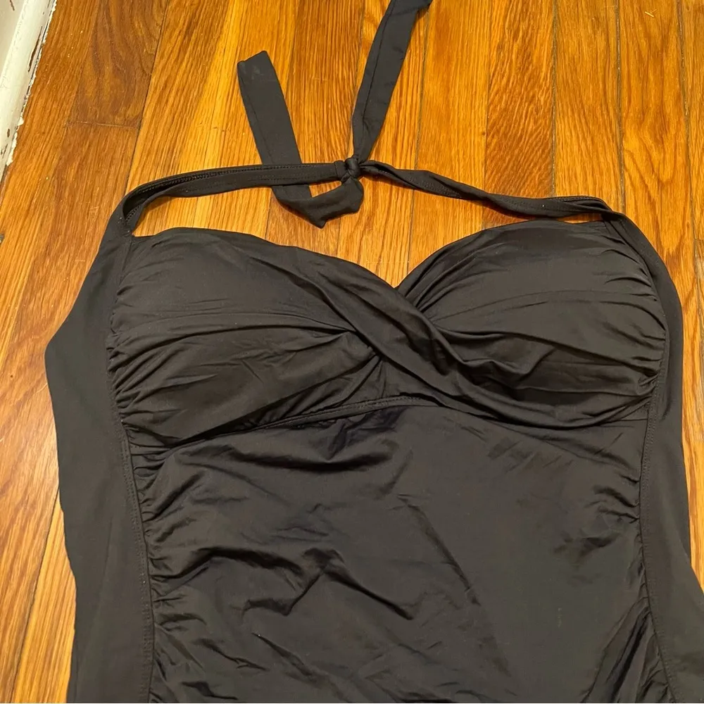 Liz Claiborne One Piece Swimsuit Black Halter 22W - Image 3