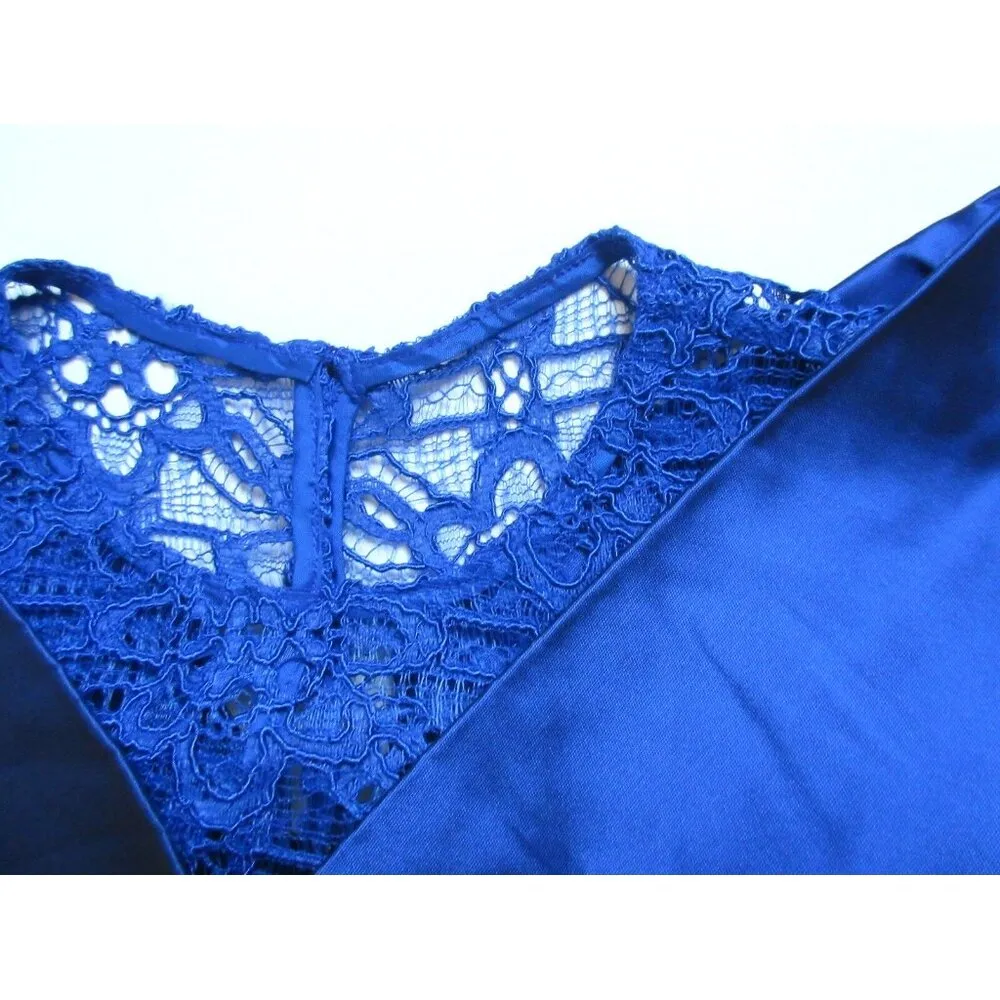 NWT Rickie Freeman for Teri Jon Royal Blue Ruched Off Shoulder Lace Neck Dress 2 - Image 5