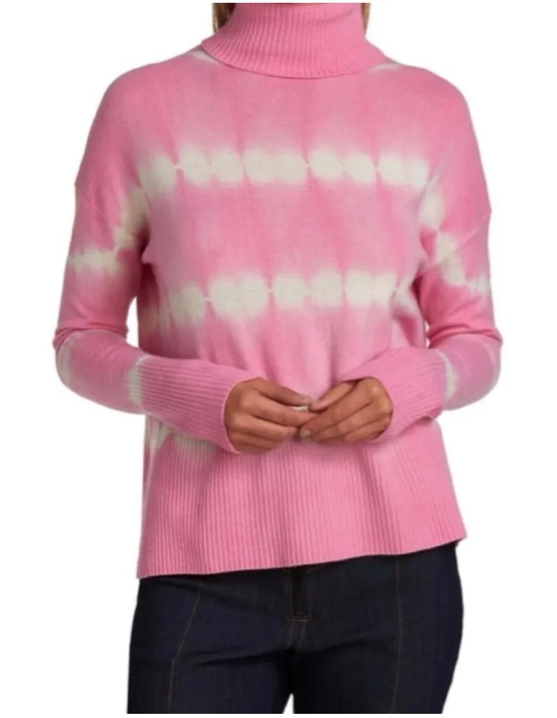 Cinq à Sept Kenny Pink Tie Dye Wool Cashmere Turtleneck Sweater Size S - Image 1