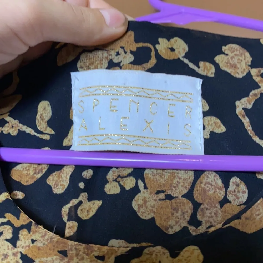 VINTAGE SPENCER ALEXIS LONG SLEEVE FLORAL DRESS holiday special occasion Black Size M - Image 4