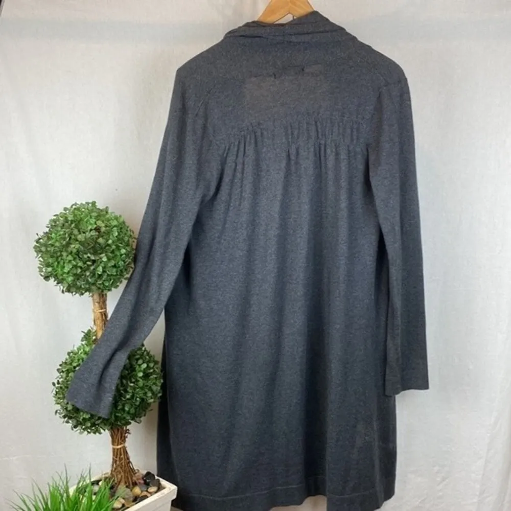 Kensie Gray Long Sleeve Knit Duster Open front Cardigan Sweater M - Image 2