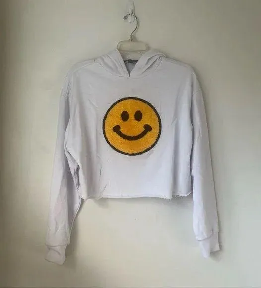Happy Face Terrycloth Graphic Hoodie M NWT - Image 6