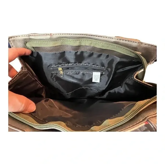 MEXICAN LELE DOLL HANDBAG PURSE JUTE LEATHERETTE ZIP‎ UP 11.5X12 Tan - Image 8