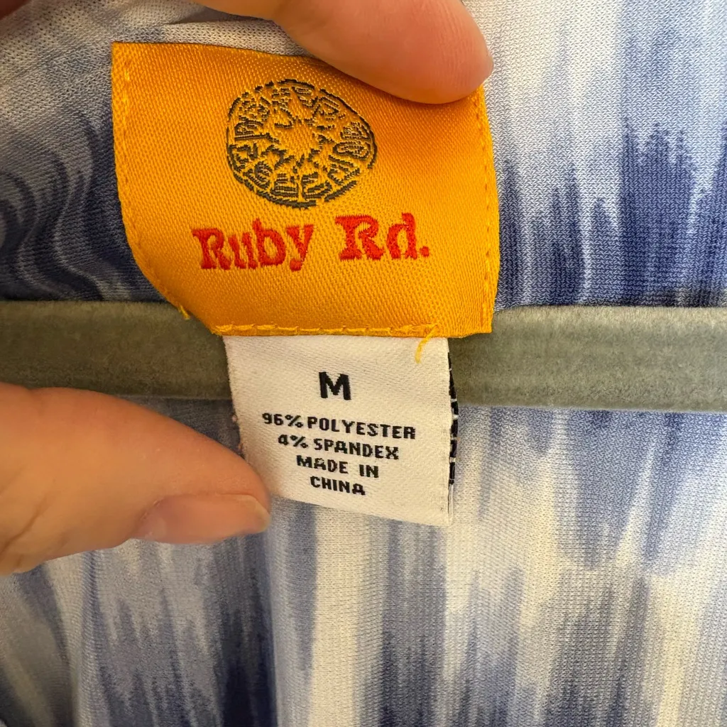 Ruby Rd. Blue White Tie-Dye Sleeveless Maxi Dress | Vacation Resort Cruise Chic - Image 3