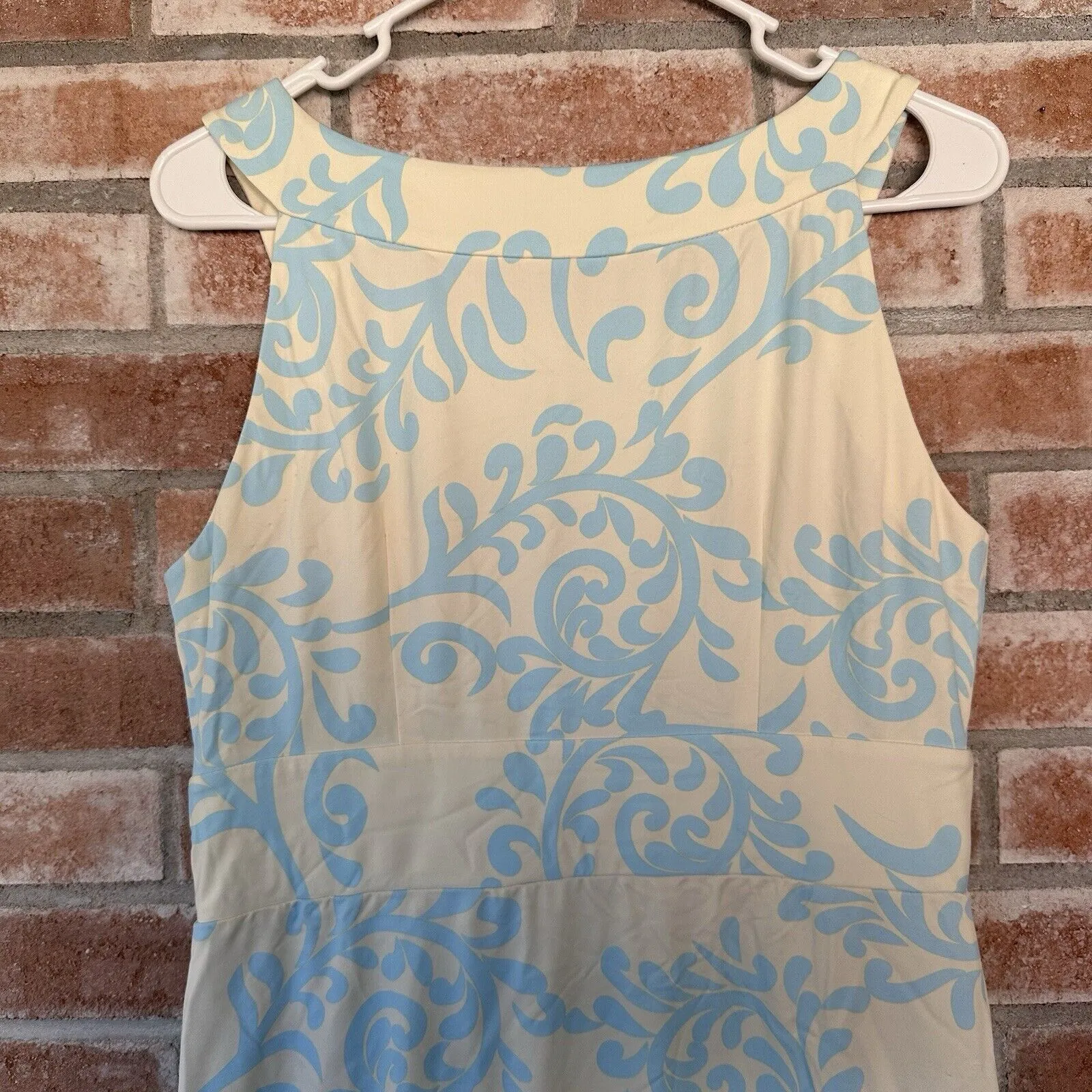 J. McLaughlin Catalina Cloth Paisley Tank Dress Cream Blue Medium - Image 7