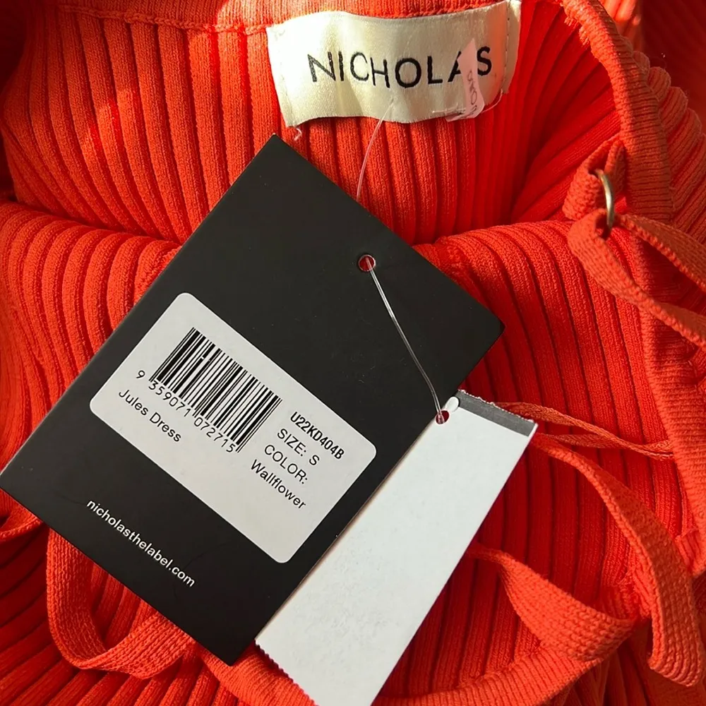 NICHOLAS Jules Ribbed Knit Dress, Revolve, Wallflower/Orange Size S New w/Tag - Image 9