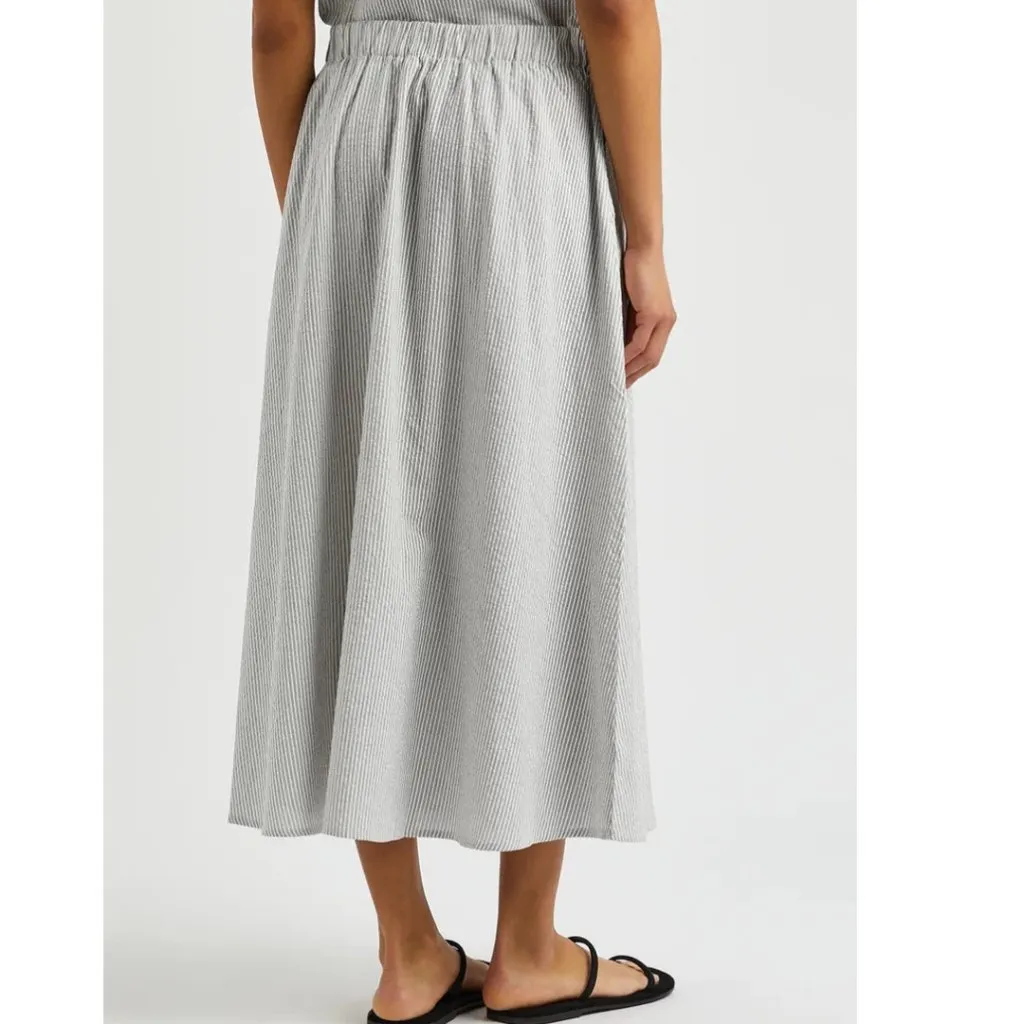Eileen Fisher Organic Cotton Striped Pocket Mide Skirt Size XL - Image 2