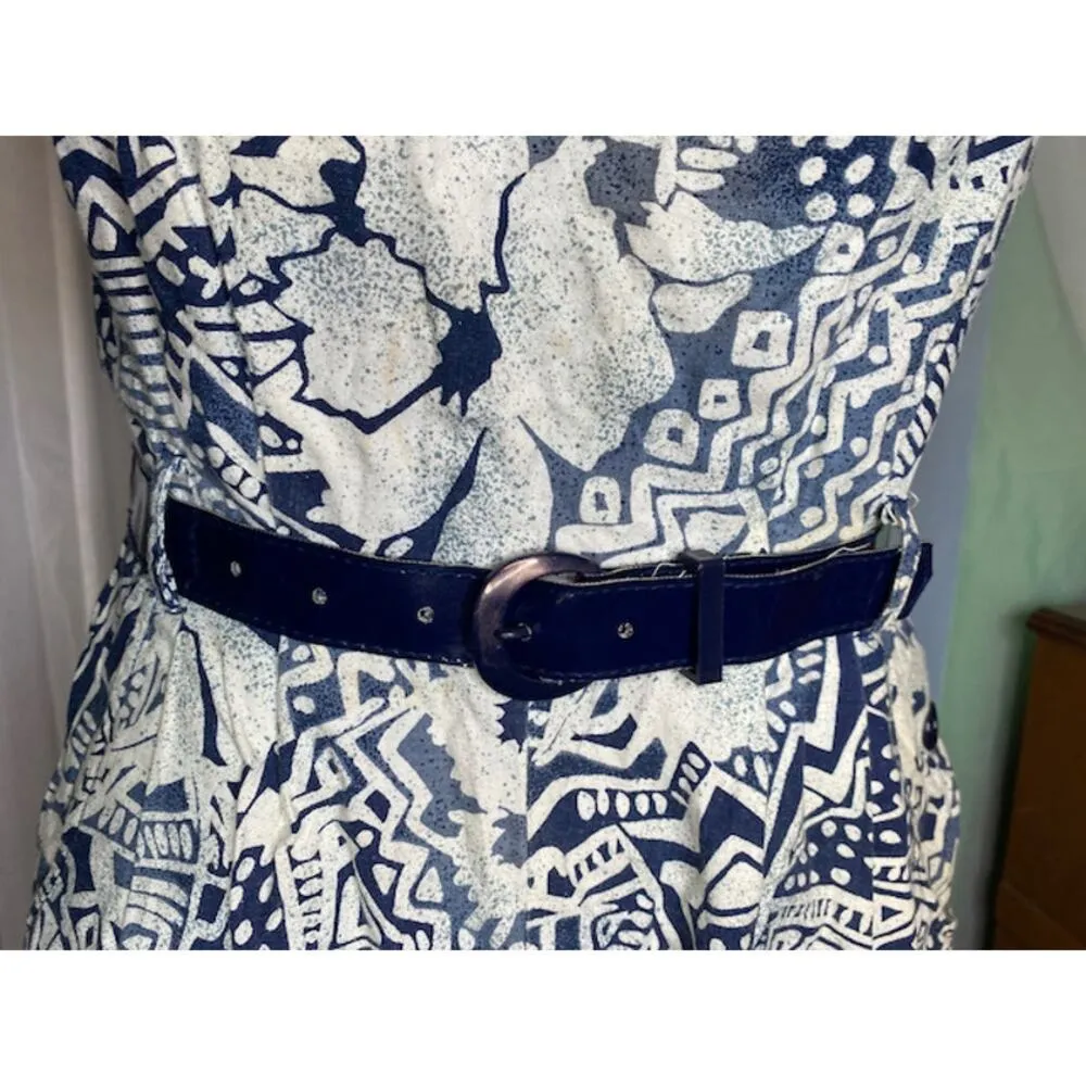 jumpsuit tribal urban overall 1980s navy blue white Size 12 - Image 10