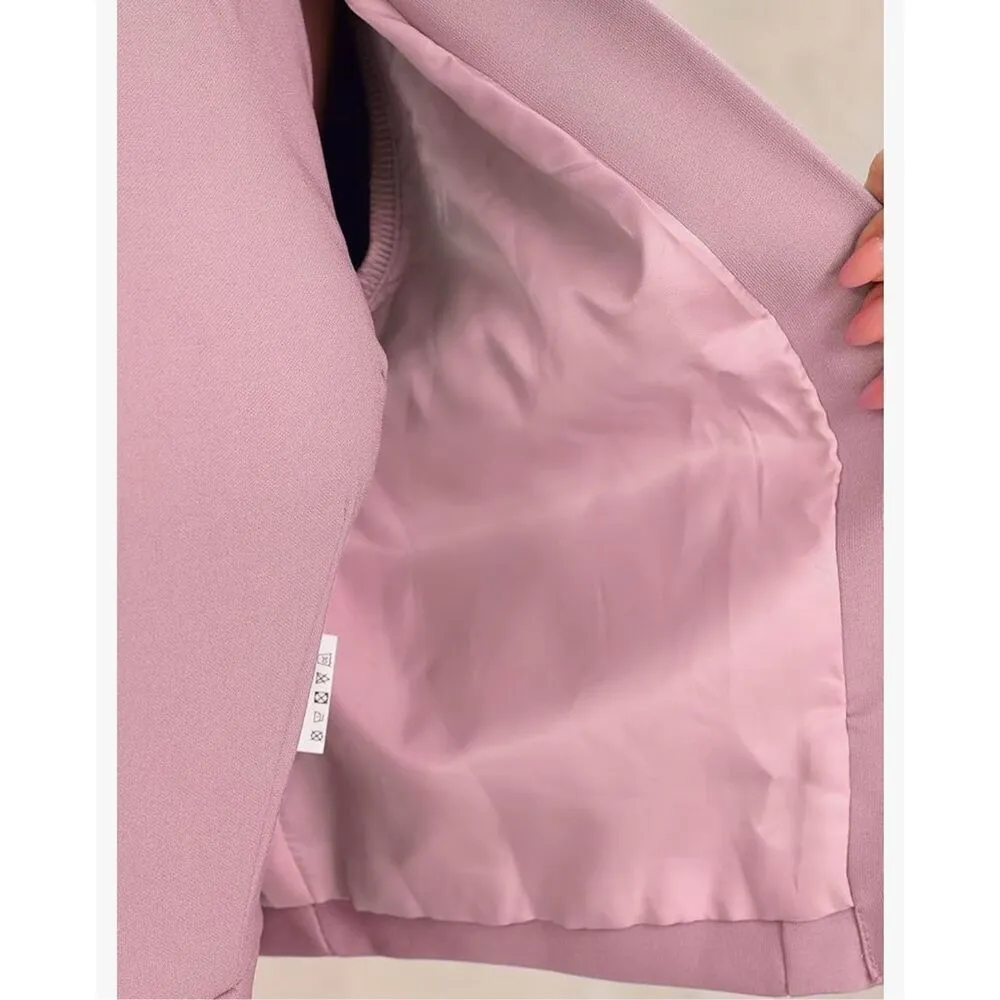 NEW Allegra K Dusty Pink Blazer Career Suit Set Blazer Sleeveless Dress XL - Image 8