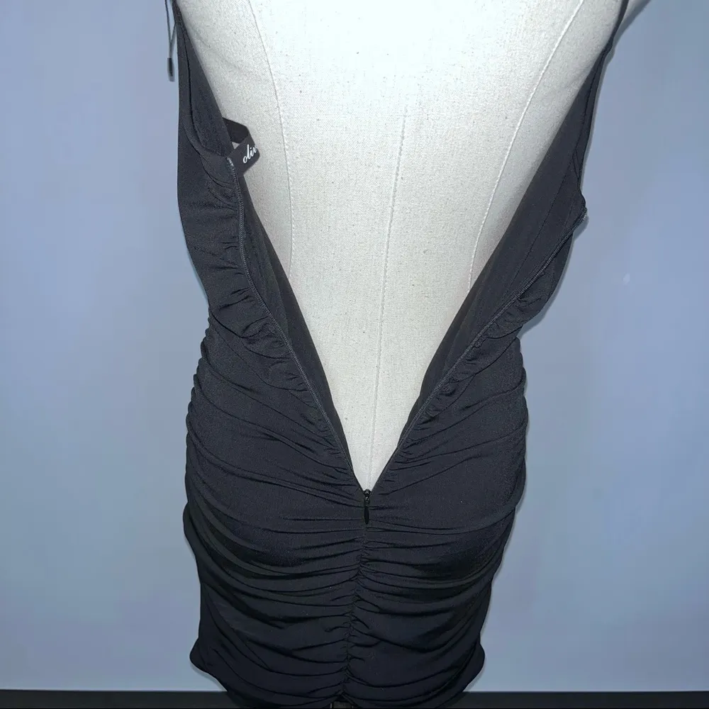OLIVACEOUS Black Bodycon Ruched Halter Cutout Short Mini Dress Small NWOT LBD - Image 12