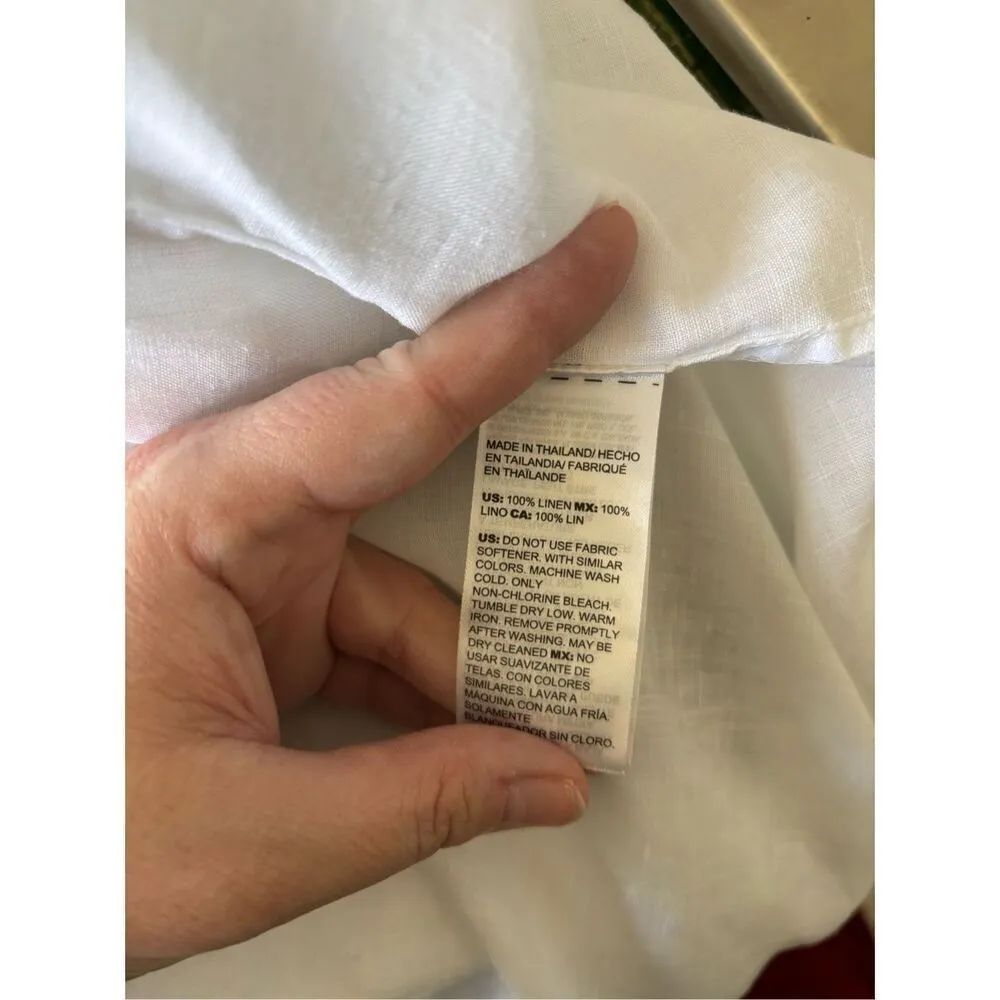 Chico's 00 No-Iron Top Women's Linen Button-Up Shirt 3/4 Sleeve Top White Size 2 - Image 3