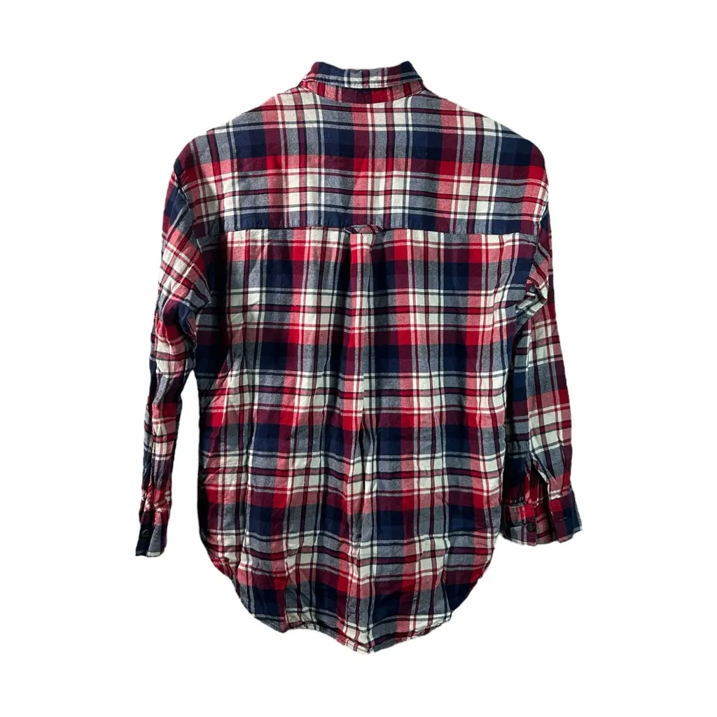 Patriotic Collegiate Cozy Fall Autumn Forever21 Multicolor Plaid Flannel Shirt S - Image 3