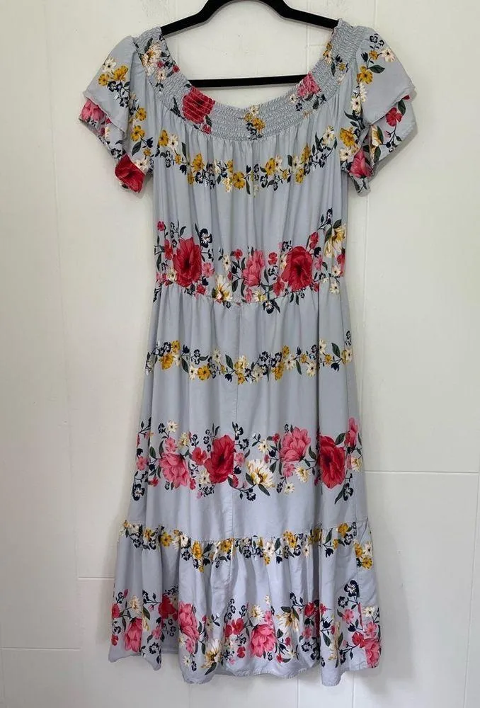 Old Navy Floral Off Shoulder Maxi Dress Sundress Romantic ~ Women’s Size M - Image 2