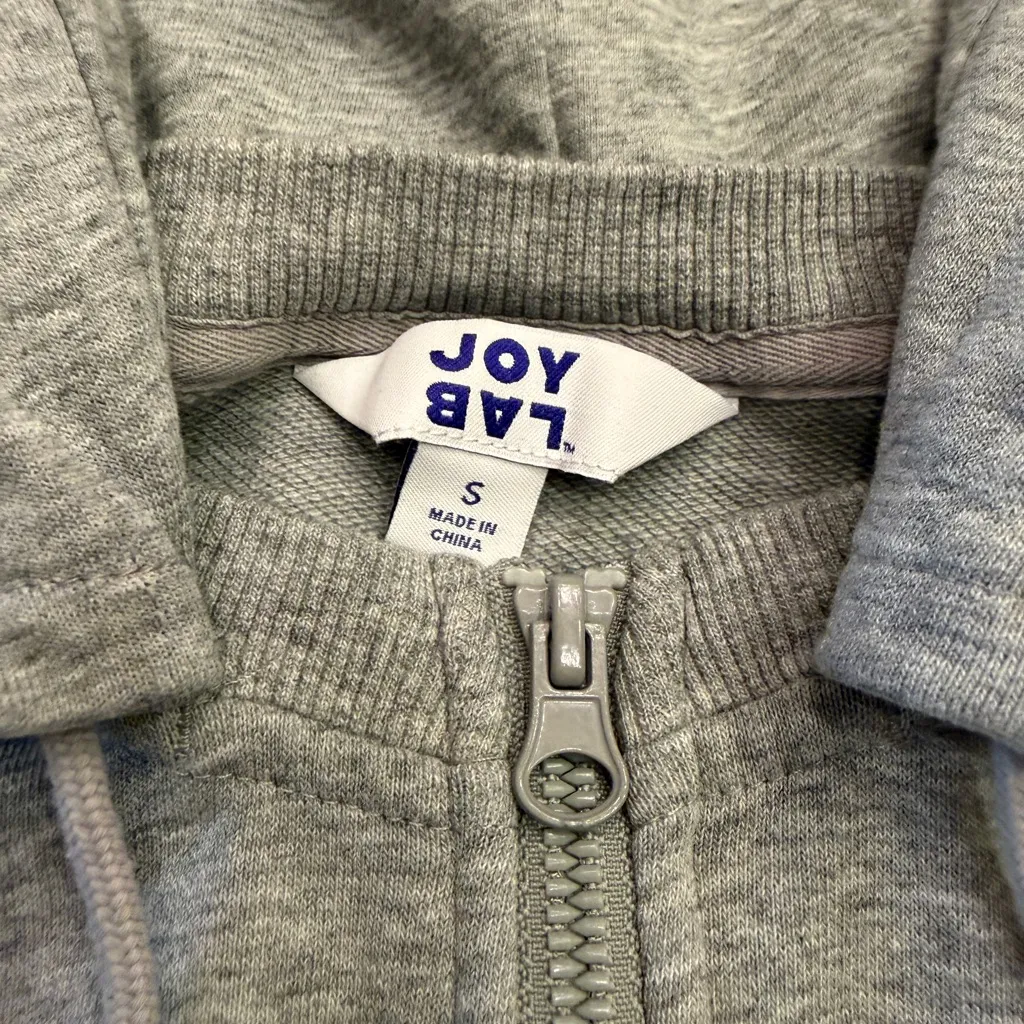 JoyLab Cropped Light Gray Zip-Up Hoodie, Size Small - Image 3