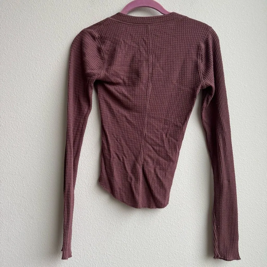 Free People One Of The Girls Long Sleeve Henley Clove Bark Mauve Pink Size XS - Image 5