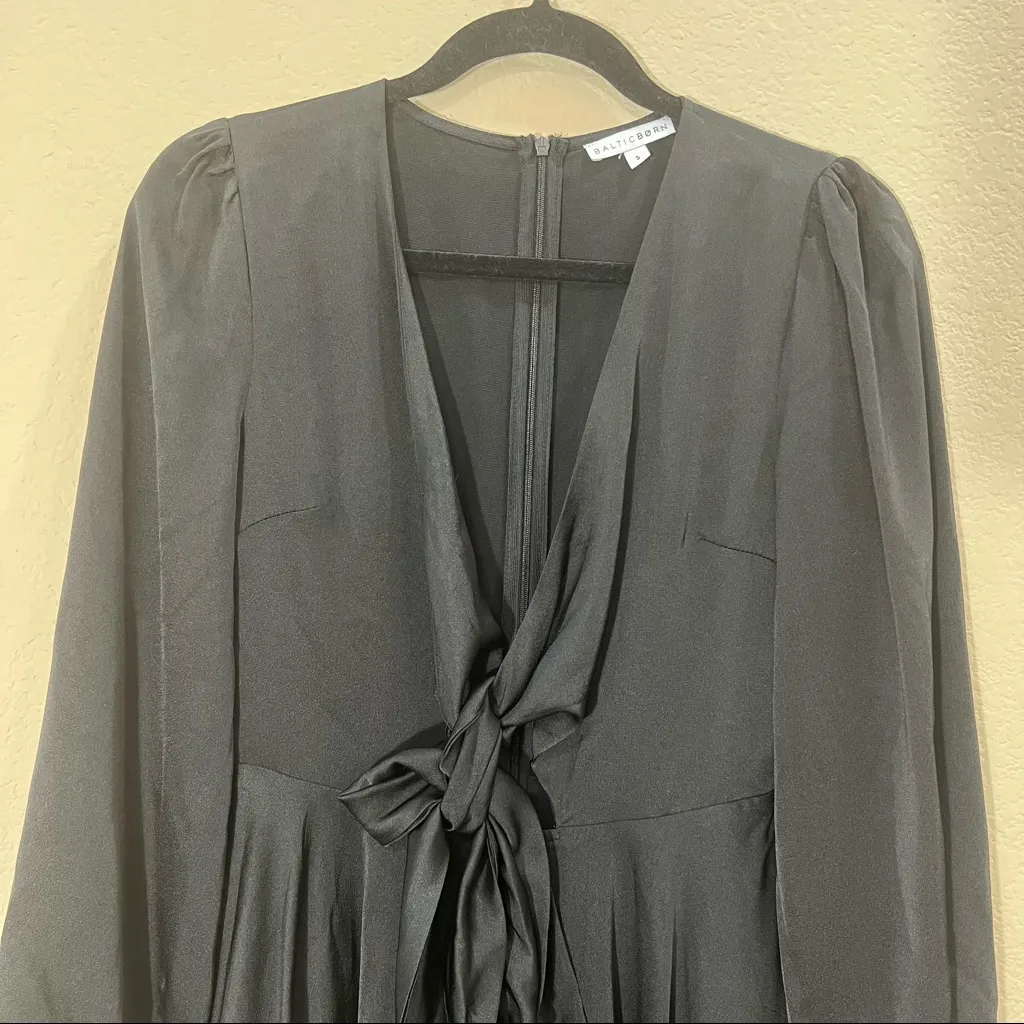 Baltic born black Woodbury satin mini dress Sz S Wedding Party Holiday Luxury - Image 5