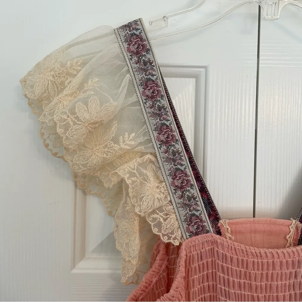 Vintage Vicky Vaughn Peasant Prairie Maxi Dress Sz M/L Lace Shoulder Pink Size M - Image 12