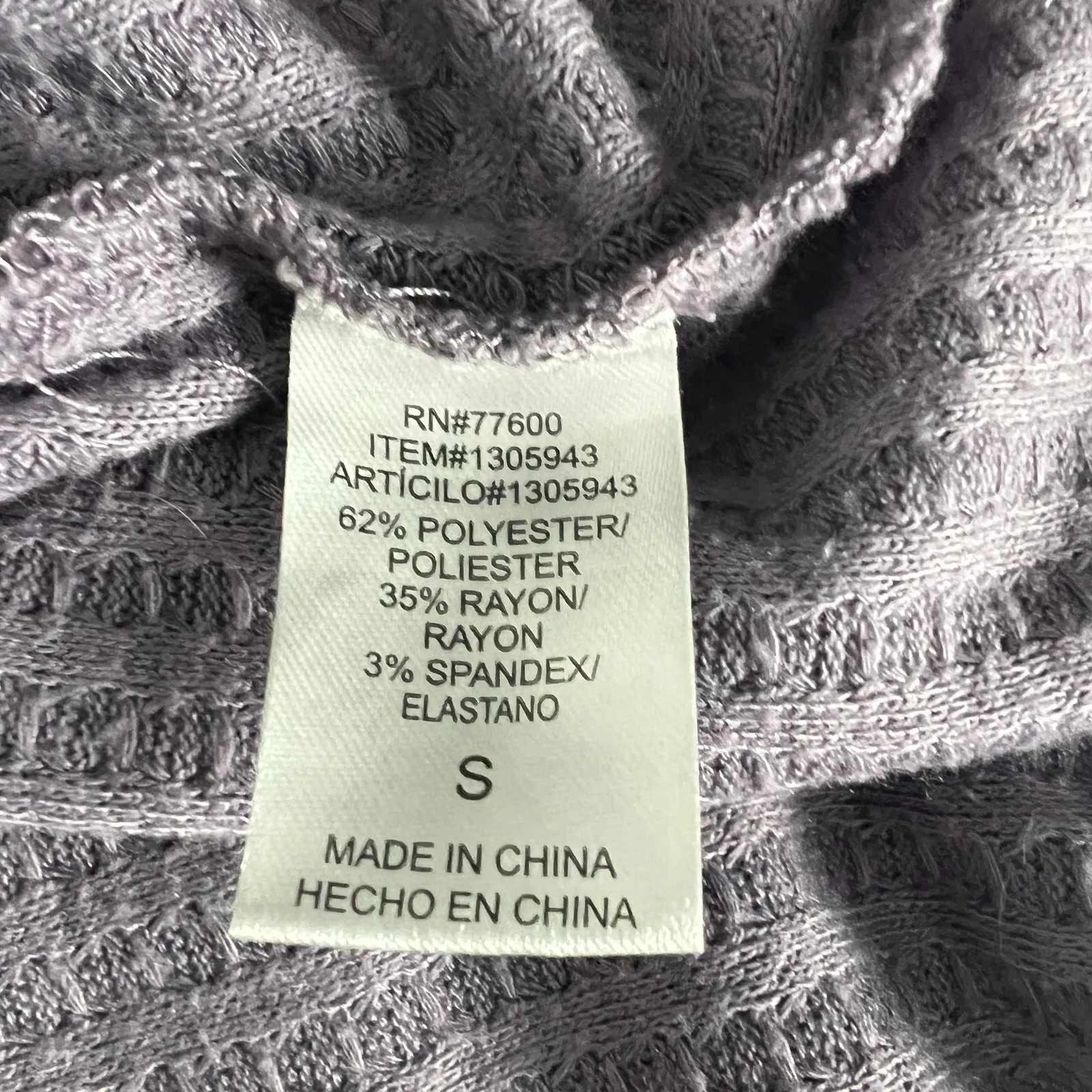 Chaser Waffle Knit Lavender Pullover Thermal Top Size Small - Image 9