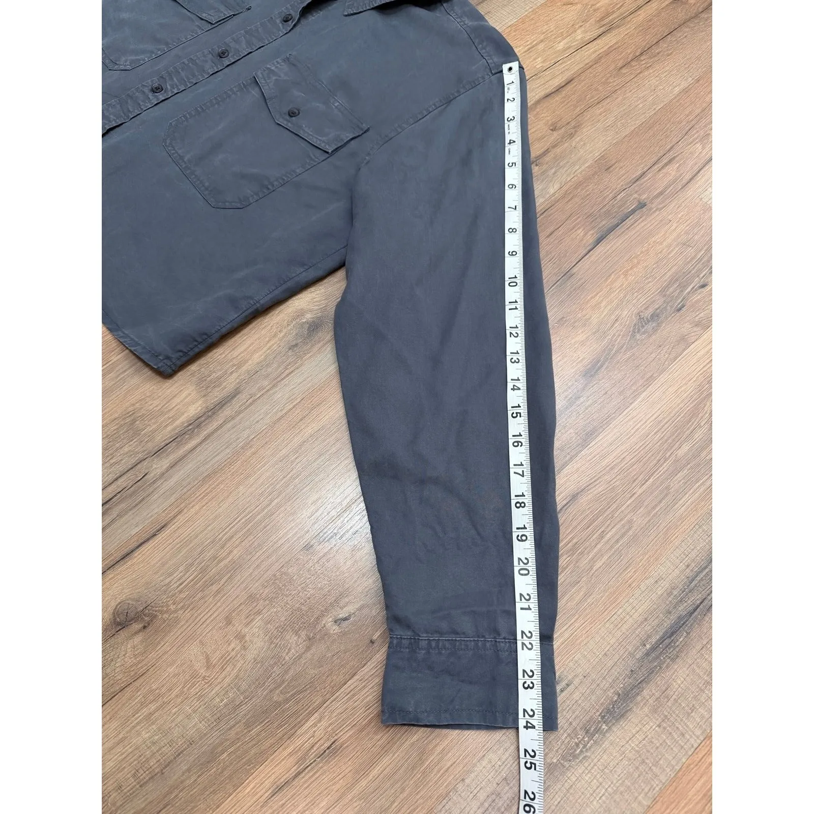 Universal Thread‎ 100% Lyocell Utility Button Down Shirt Gray Women's L - Image 10