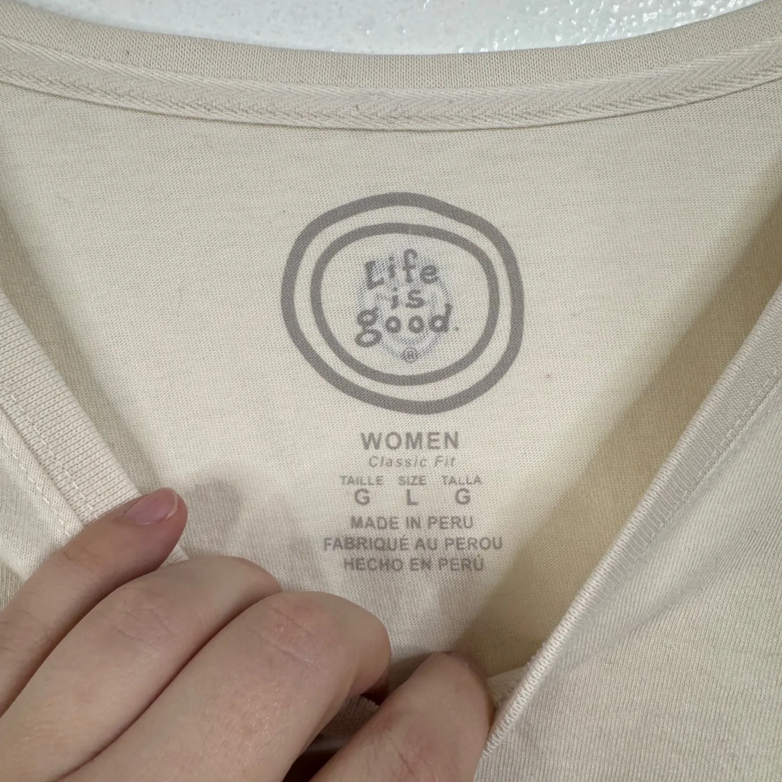 Life is Good Classic Fit Snowman Long Sleeve V-Neck Tee Size Large - Image 4