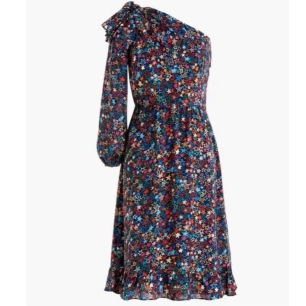 J. Crew One-shoulder Dress in Kaleidoscope Star Print Indigo Multi #H2660 - Image 8