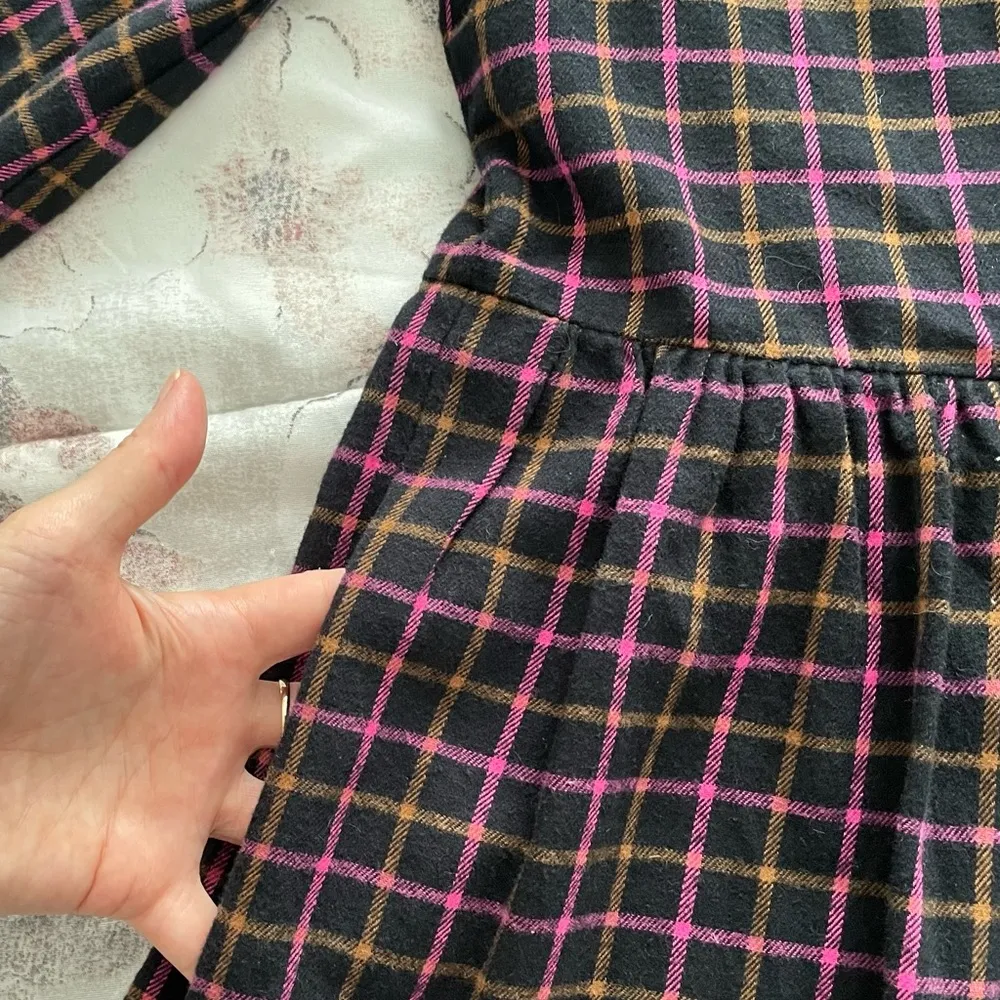 Madewell plaid flannel pink black raglan button front shirt dress w/pockets 0 - Image 14