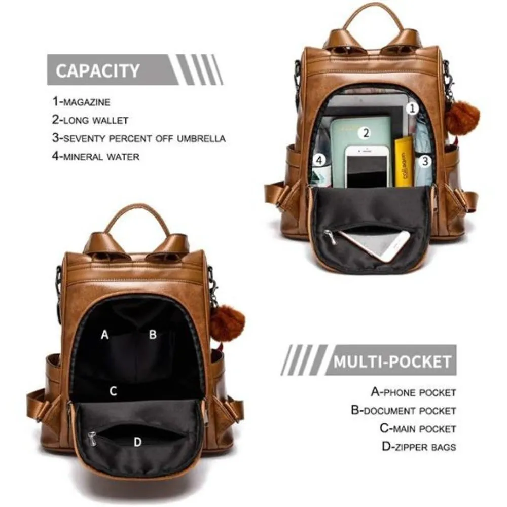 Women Backpack Purse PU Leather/ Casual Shoulder Bag/ Satchel Bags - Image 2