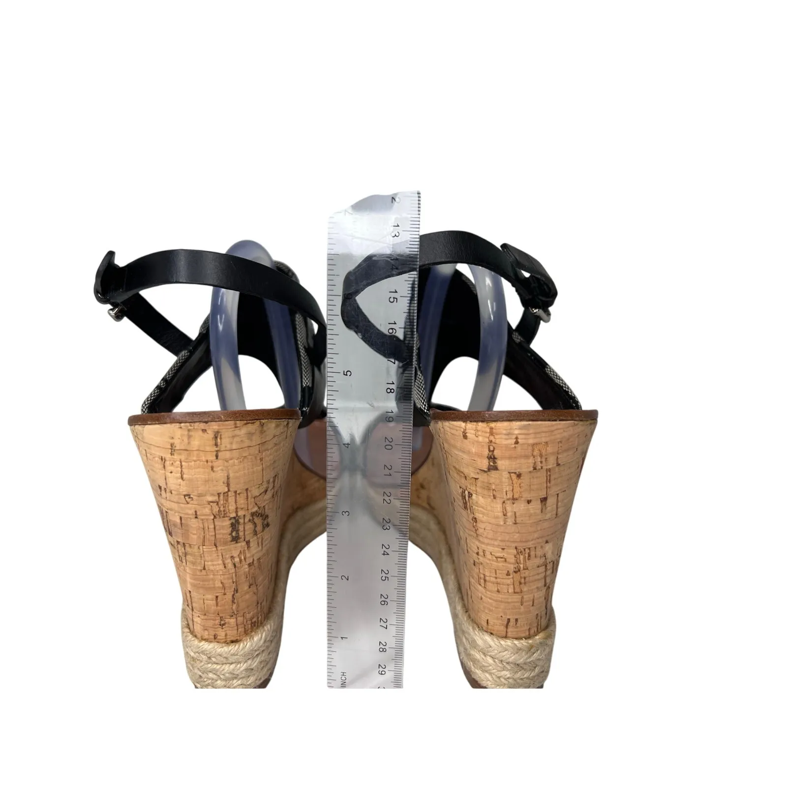 Coach Mendez Monogram Wedge Platform‎ Espadrilles Shoes Gray 10 Sexy Bohemian - Image 6