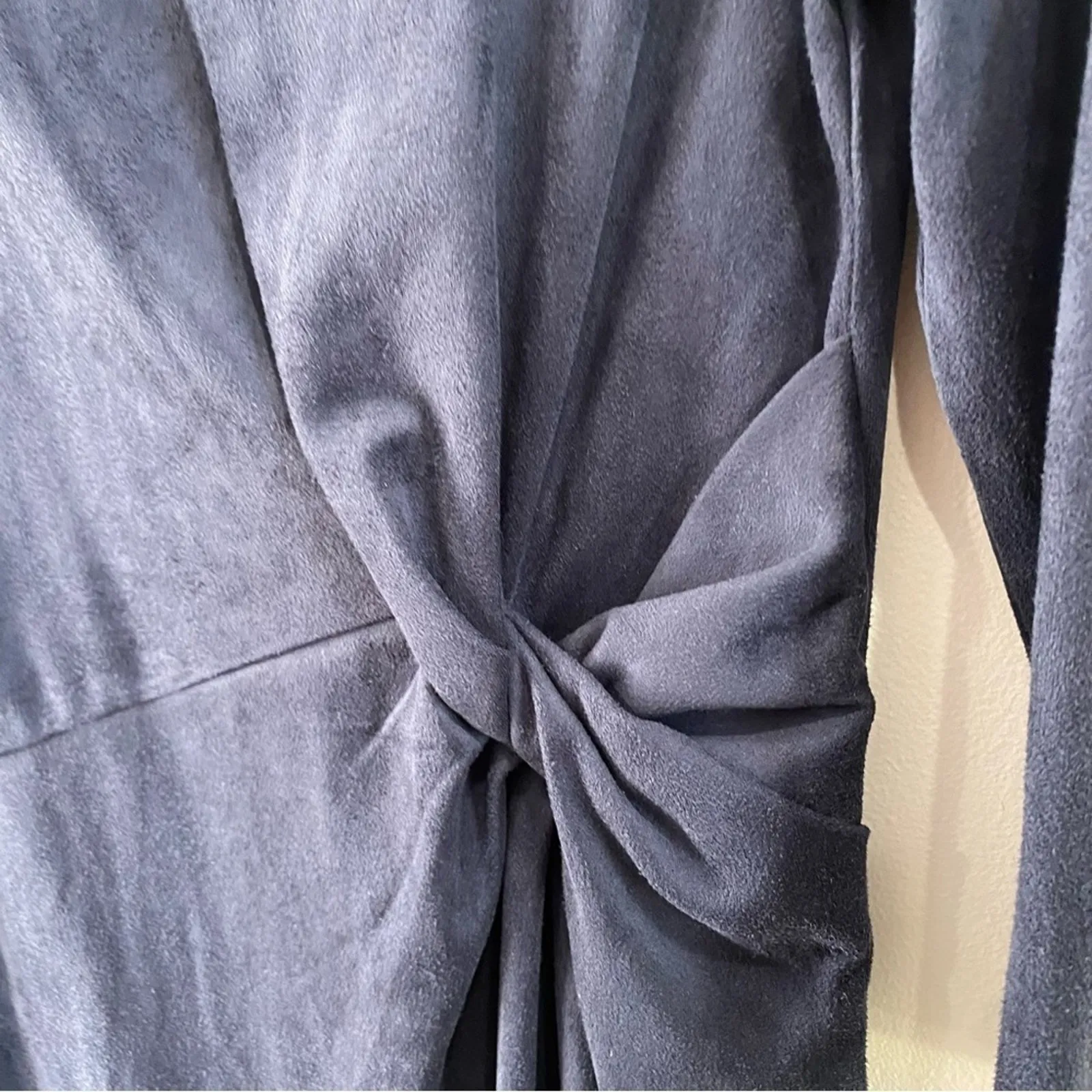 J. McLaughlin Sia Faux Suede Stretch Dress XS Blue Classic Chic Career Midi - Image 7