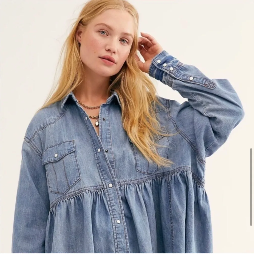 Free People Dylan Chambray babydoll top - Image 5